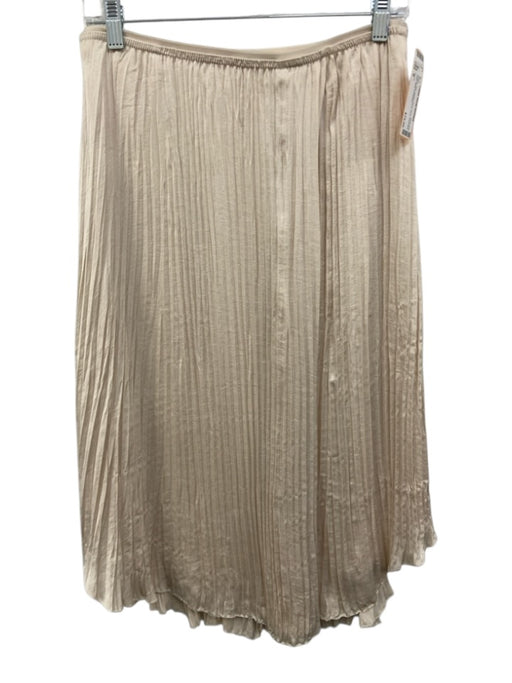 Vince Size S Cream Silk Elastic Waist lined Rounded Hem Midi Skirt Cream / S