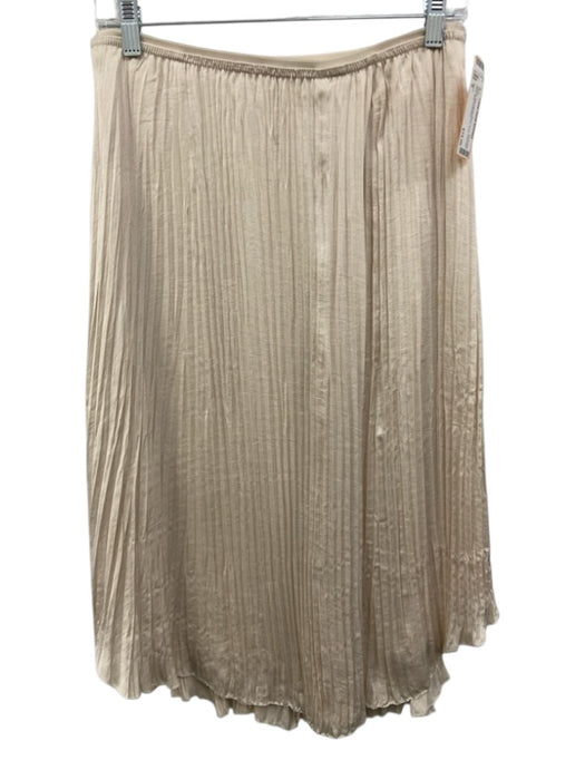 Vince Size S Cream Silk Elastic Waist lined Rounded Hem Midi Skirt Cream / S