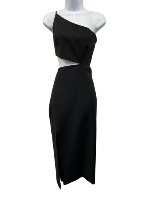 Cinq a Sept Size 10 Black Polyester & Viscose Spaghetti Strap Paneled Dress Black / 10