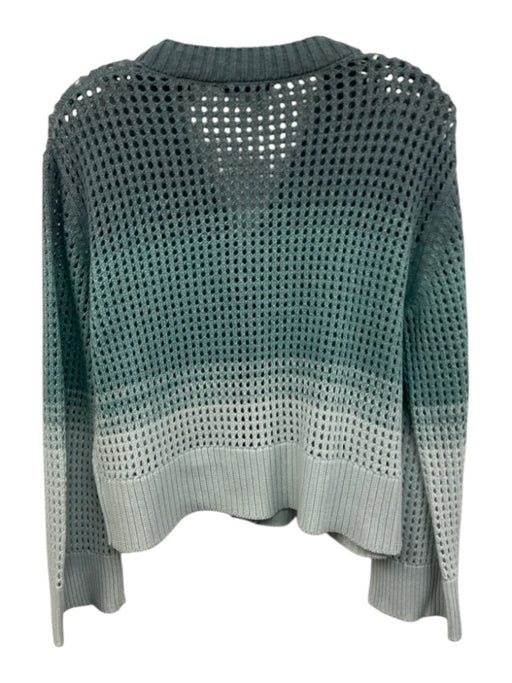 ATM Size XS Teal & Blue Viscose Blend Open Knit Button Close Gradient Sweater Teal & Blue / XS