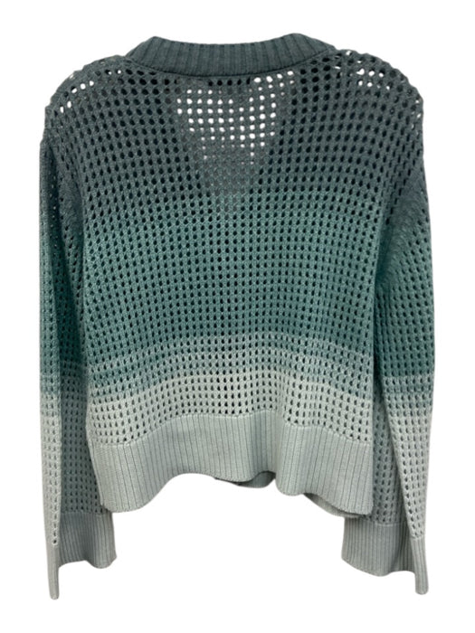 ATM Size XS Teal & Blue Viscose Blend Open Knit Button Close Gradient Sweater Teal & Blue / XS