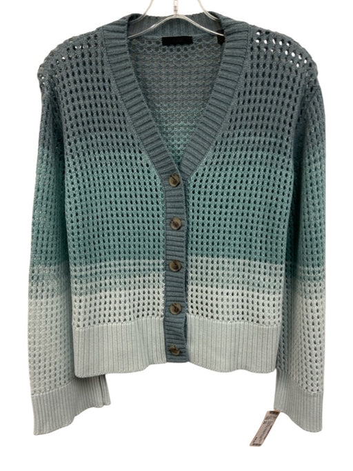 ATM Size XS Teal & Blue Viscose Blend Open Knit Button Close Gradient Sweater Teal & Blue / XS