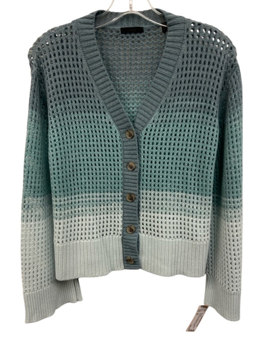 ATM Size XS Teal & Blue Viscose Blend Open Knit Button Close Gradient Sweater Teal & Blue / XS