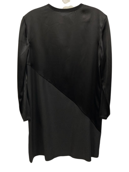 ATM Size S/P Black Silk Blend Long Sleeve Ribbed Neck Fabric Block Dress Black / S/P