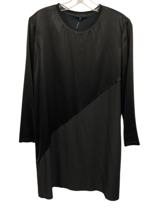 ATM Size S/P Black Silk Blend Long Sleeve Ribbed Neck Fabric Block Dress Black / S/P