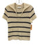 Vince Size S/P Cream, Gray & Black Cotton Open Knit Collar Horizontal Stripe Top Cream, Gray & Black / S/P