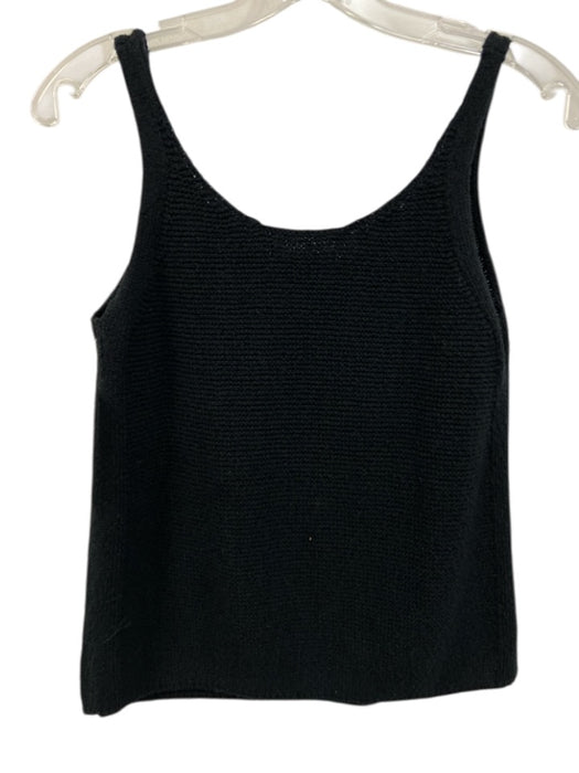 Vince Size XS Black Cotton Sleeveless Knit Texture Scoop neck Top Black / XS