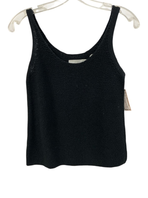 Vince Size XS Black Cotton Sleeveless Knit Texture Scoop neck Top Black / XS
