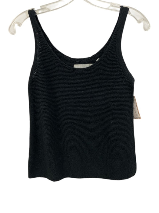 Vince Size XS Black Cotton Sleeveless Knit Texture Scoop neck Top Black / XS