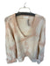 By Anthropologie Size L Peach & White Acrylic Blend Knit Tie Dye V Neck Sweater Peach & White / L