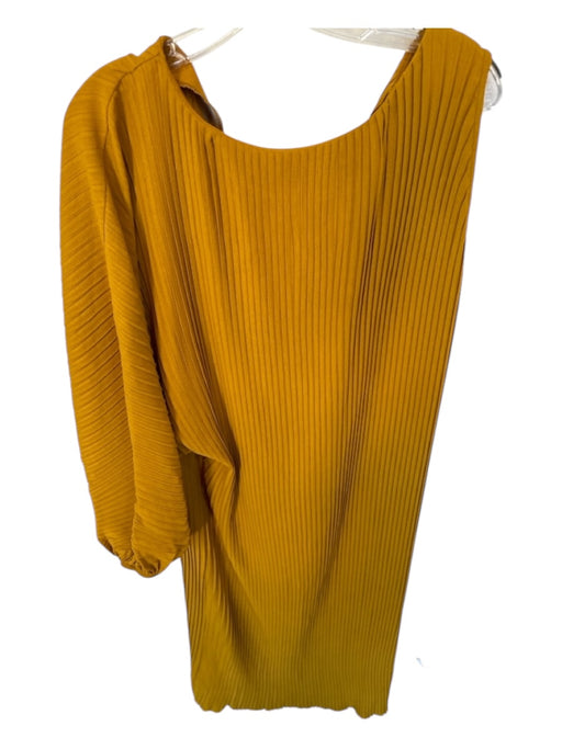 Zara Size S Mustard Polyester One Shoulder Acordian Maxi Dress Mustard / S