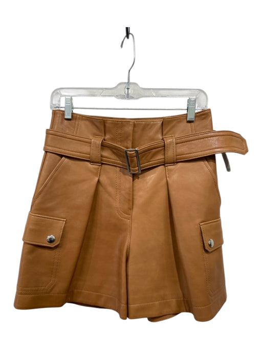 Coach Size 2 Brown Lamb leather High Rise Belted silver hardware Shorts Brown / 2