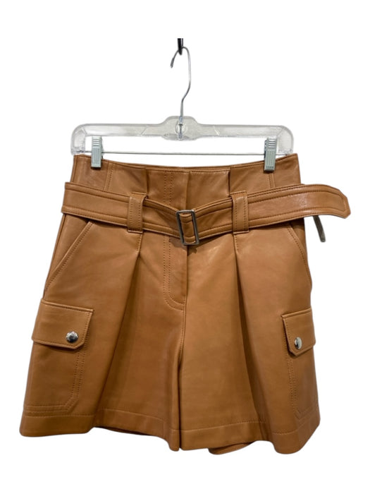 Coach Size 2 Brown Lamb leather High Rise Belted silver hardware Shorts Brown / 2