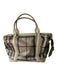 Burberry Taupe & Black Calf Leather Coated Canvas Tartan Plaid Whipstitch Bag Taupe & Black / L