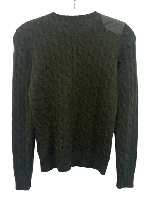 Ralph Lauren Size M Green Cashmere Cable Knit Ribbed Trim Sweater Green / M