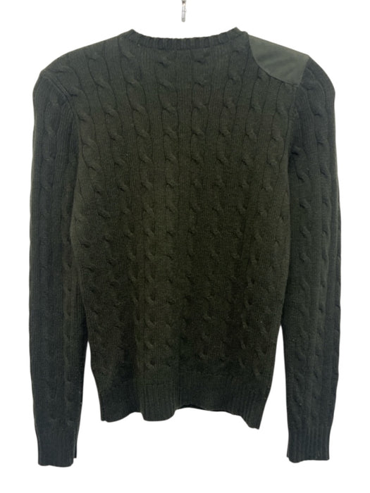 Ralph Lauren Size M Green Cashmere Cable Knit Ribbed Trim Sweater Green / M