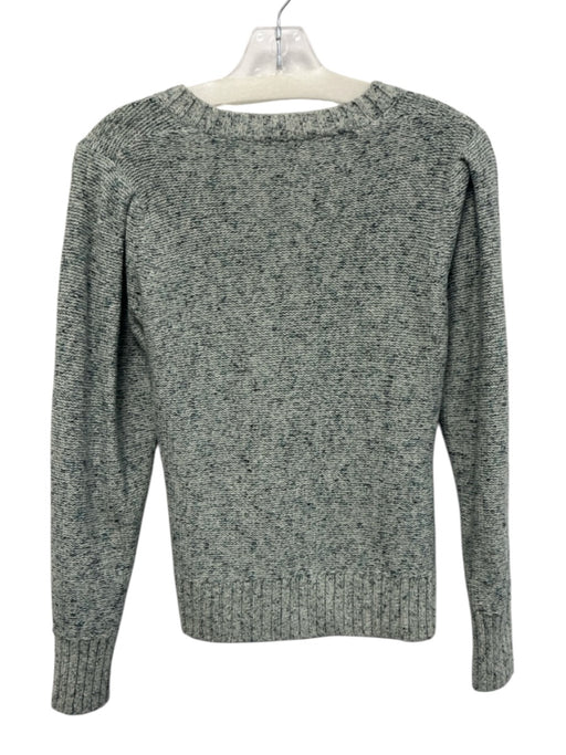 Ann Mashburn Size M Mixed Greens Cotton & Cashmere Ribbed Trim Marled Sweater Mixed Greens / M