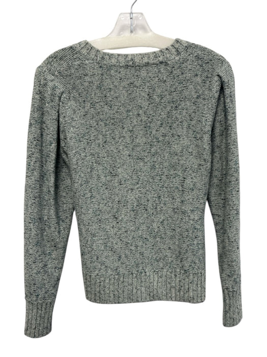 Ann Mashburn Size M Mixed Greens Cotton & Cashmere Ribbed Trim Marled Sweater Mixed Greens / M
