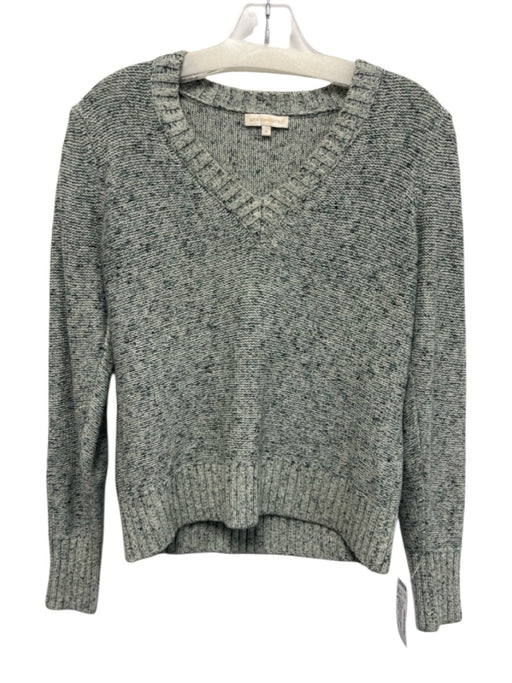Ann Mashburn Size M Mixed Greens Cotton & Cashmere Ribbed Trim Marled Sweater Mixed Greens / M