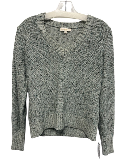 Ann Mashburn Size M Mixed Greens Cotton & Cashmere Ribbed Trim Marled Sweater Mixed Greens / M