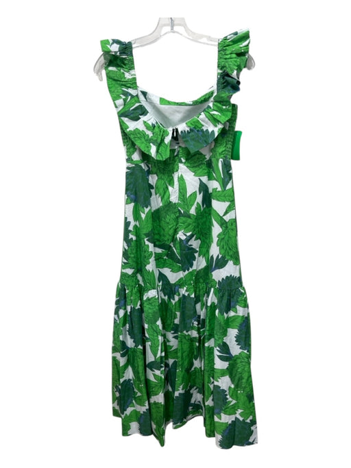 Hyacinth House Size XS Green & White Cotton Floral Ruffle Cap Sleeve Dress Green & White / XS