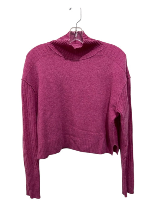 Free People Size S Magenta Pink Cashmere High Neck Ribbed Crop Top Magenta Pink / S