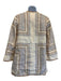 Zimmermann Size 0 White, Blue, Tan Linen Back Zip front keyhole Abstract Dress White, Blue, Tan / 0