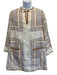 Zimmermann Size 0 White, Blue, Tan Linen Back Zip front keyhole Abstract Dress White, Blue, Tan / 0