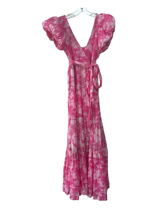 Loveshackfancy Size 00 Pink & White Cotton & Silk Twill V Back Maxi Dress Pink & White / 00