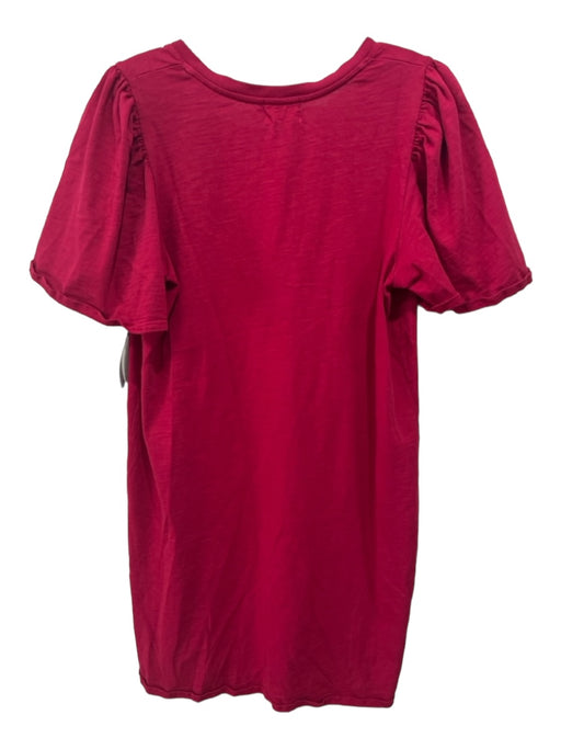 Nation Size L Magenta Cotton V Neck Dress Magenta / L