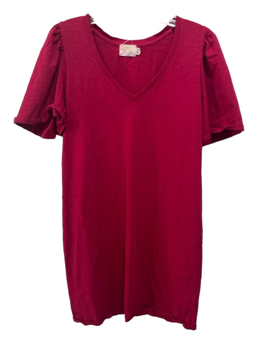 Nation Size L Magenta Cotton V Neck Dress Magenta / L