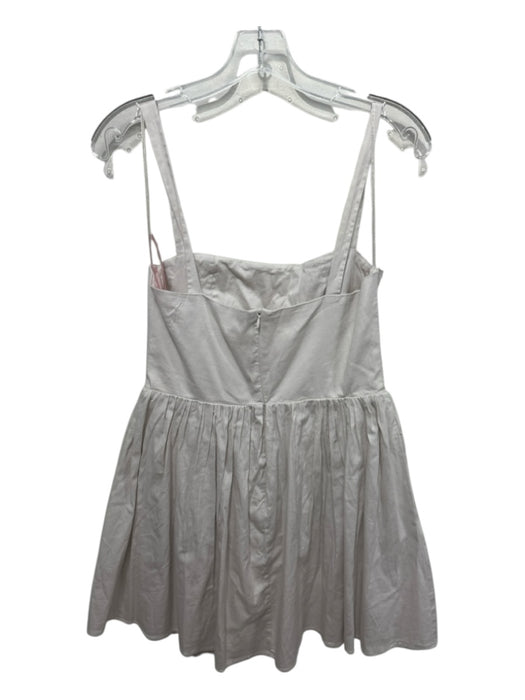 Zara Size L Beige White Cotton Spaghetti Strap Solid Pleat Detail Mini Dress Beige White / L