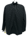 A Shirt Thing Size M Black Cotton Floral Eyelet Long Sleeve V Neck Top Black / M