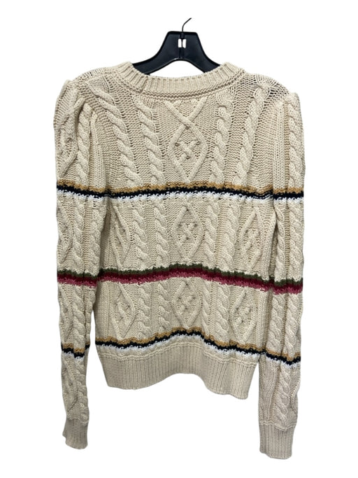 Veronica Beard Size S Cream & Multi Cotton & Polyester Striped Pullover Sweater Cream & Multi / S