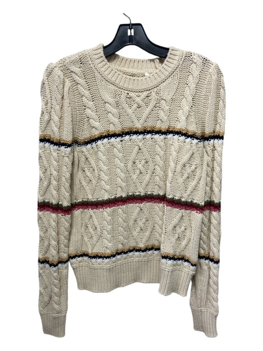 Veronica Beard Size S Cream & Multi Cotton & Polyester Striped Pullover Sweater Cream & Multi / S