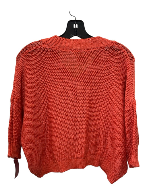 Roberto Collina Size S coral Cotton & Nylon Crochet V Neck Sweater coral / S