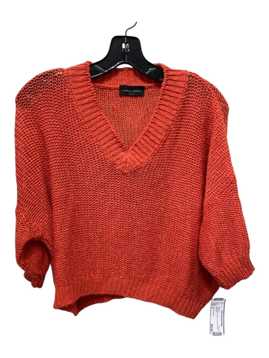 Roberto Collina Size S coral Cotton & Nylon Crochet V Neck Sweater coral / S