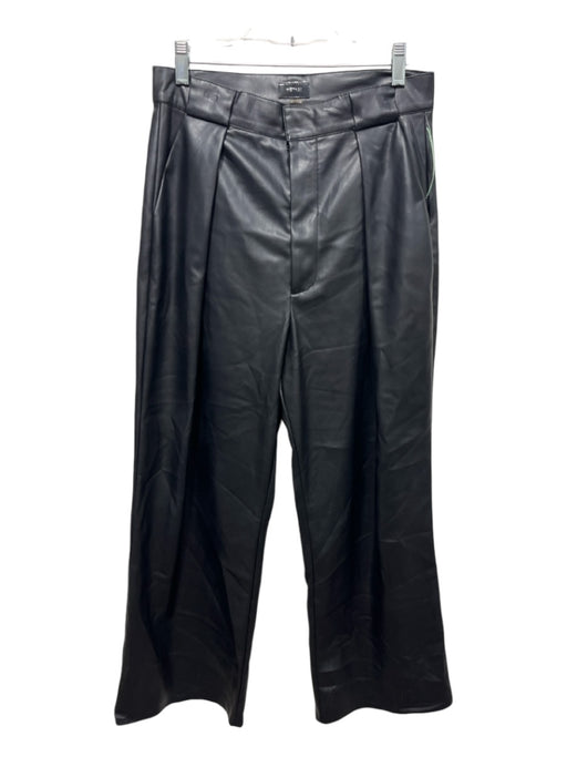 Mother Size 28 Black Polyurethane Zip Fly Pleated Pockets High Rise Pants Black / 28