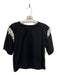 Veronica Beard Size S Black Cotton Pearl Fringe Short Sleeve Top Black / S