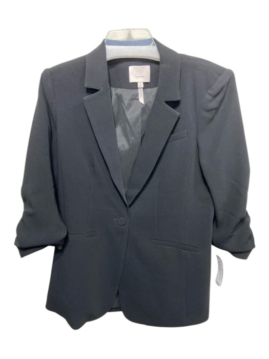 5a7 Cinq a Sept Size 6 Black Triacetate & Polyester Ruched Detail Crepe Jacket Black / 6