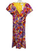 Tanya Taylor Size 6 Purple, Yellow & Orange Linen Blend V Neck Dress Purple, Yellow & Orange / 6