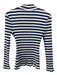 Veronica Beard Size S Navy & white Cotton Blend Mock Neck Striped Ribbed Top Navy & white / S