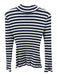 Veronica Beard Size S Navy & white Cotton Blend Mock Neck Striped Ribbed Top Navy & white / S