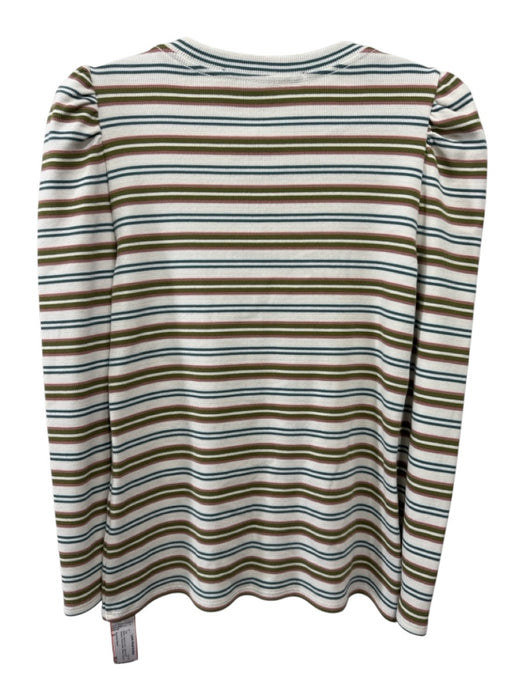 Veronica Beard Size S White, Green & Pink Cotton Blend Striped Round Neck Top White, Green & Pink / S
