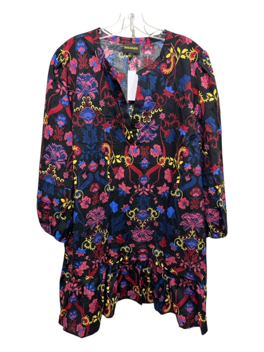 Sugarlips Size XL Black, Red, Multi Cotton floral print Half Sleeve Dress Black, Red, Multi / XL