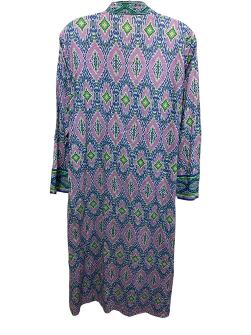 Bella Tu Size XL Purple, Blue, Green Cotton Blend Abstract Beaded Detail Dress Purple, Blue, Green / XL