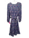 Bell by Alicia Bell Size L Blue, Purple, White Cotton Puff 1/2 Sleeve Midi Dress Blue, Purple, White / L