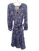 Bell by Alicia Bell Size L Blue, Purple, White Cotton Puff 1/2 Sleeve Midi Dress Blue, Purple, White / L