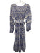 Bell by Alicia Bell Size XL Blue & White Cotton Long puff sleeve Midi Dress Blue & White / XL