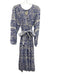 Bell by Alicia Bell Size XL Blue & White Cotton Long puff sleeve Midi Dress Blue & White / XL